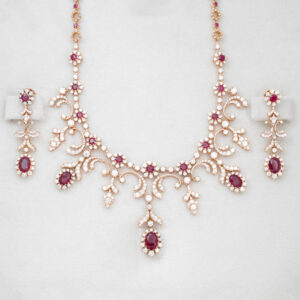 Red Ruby Gold & Diamond Necklace